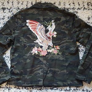 DRIFTWOOD JEANS CAMO EAGLE EMBROIDERED CARGO JACKET